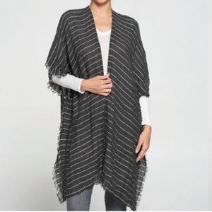 Gray White Striped RUANA SHRUG OS NWOT